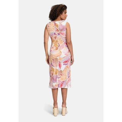 Jerseykleid CARTOON "Damen mit Raffung", Damen, Gr. 42, Normalgrößen, rosa (cream, rosé), Obermaterial: 93% Polyester, 7% Elasthan, figurbetont lang, V-Ausschnitt, Kleider Jerseykleid, Form