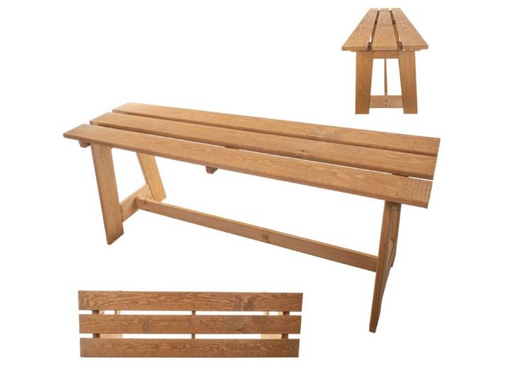 KADAX Banc de jardin en bois 2 places sans accoudoirs et dossier - Banc de parc pour balcon terrasse (chêne doré)