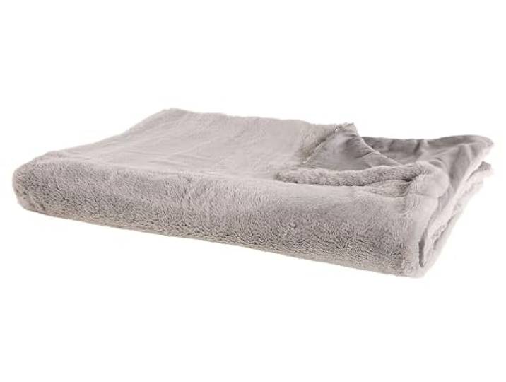 Beliani Kuscheldecke Hellgrau 150 x 200 cm Klassische Plüsch Decke Stoff, 100% Polyester, Grau