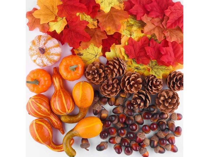 Herbstdekoration Set 96-teilig, Mehrfarbig, Kunststoff, 10 cm, Dekoration, Blumen & Blumentöpfe, Kunstpflanzen