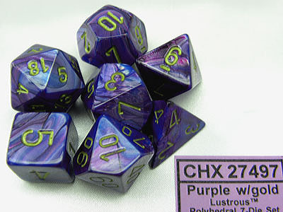 Chessex Poly 7 dobbelsteen set glanzend paars met goud
