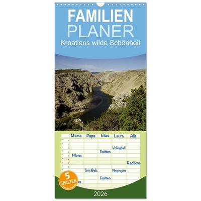 Familienplaner 2026 - Kroatiens wilde Schönheit mit 5 Spalten (Wandkalender, 21 x 45 cm) CALVENDO