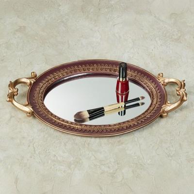 Touch of Class Palecia Mirrored Vanity Tray Burgundy , Burgundy