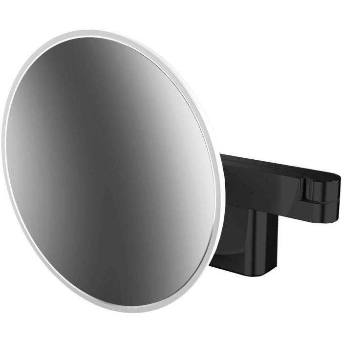Emco evo LED-Rasier-/Kosmetikspiegel 109513335 schwarz, Vergrößerung 5-fach, Ø 209 mm, 2-armig, rund, lightsystem