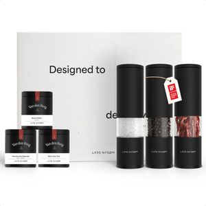 LARS-NYSØM Geschenkset Lagom Edelstahl Gewürzmühlen, schwarz, 3 Gewürzmühlen mit 3 verschiedenen Gewürzen
