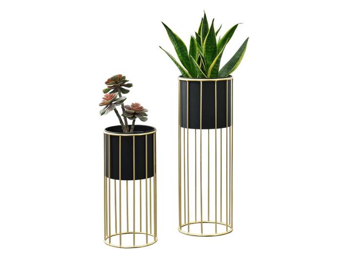 [en.casa] Pflanzenständer-Set 2 Tlg. Mortsel, Schwarz, Goldfarben, Metall, 25x70x25 cm, Dekoration, Blumen & Blumentöpfe, Übertöpfe