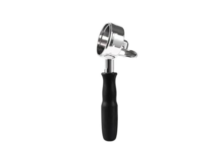 Kompatibel Mit La Marzocco, 58 Mm Bodenloser Siebträger Zubehör for Espressomaschinen mit Doppelauslauf aus Edelstahl(Silicone grip)