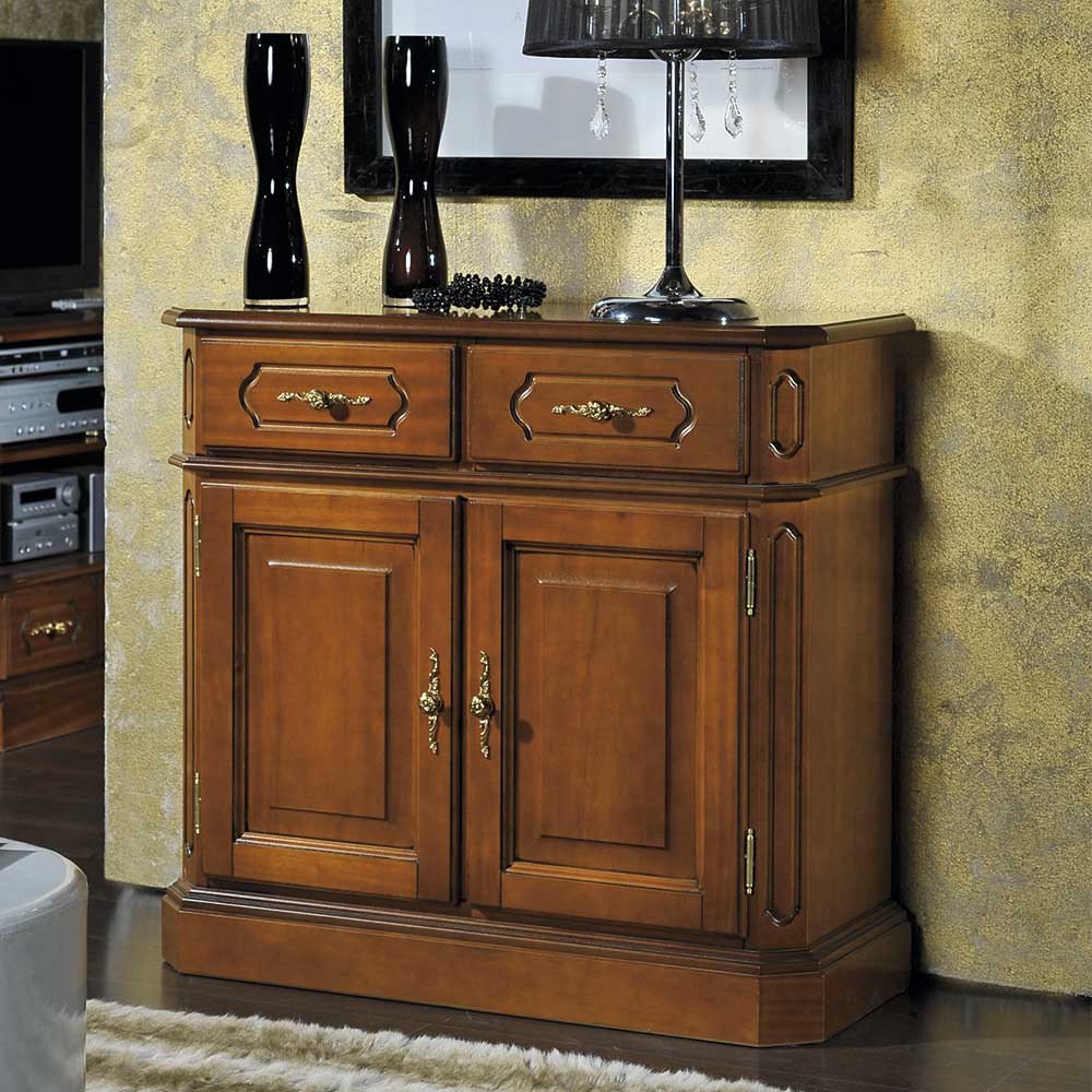 Pharao24.de Kommode Holz in Nussbaumfarben furniert lackiert
