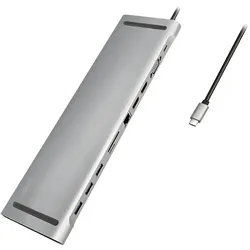 LogiLink UA0373 (USB-C, 11 Ports), Dockingstation + USB Hub, Silber