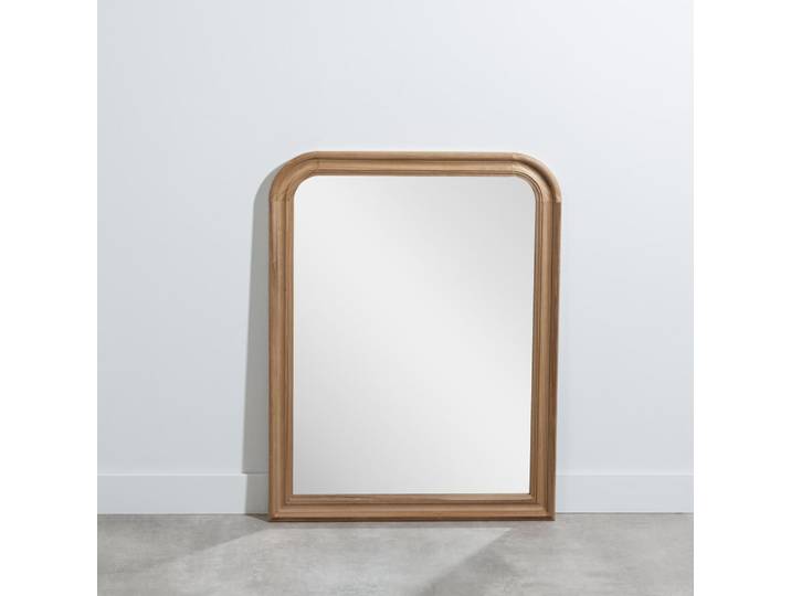 Bogenförmiger Spiegel aus Paulownienholz, 70 x 90 cm