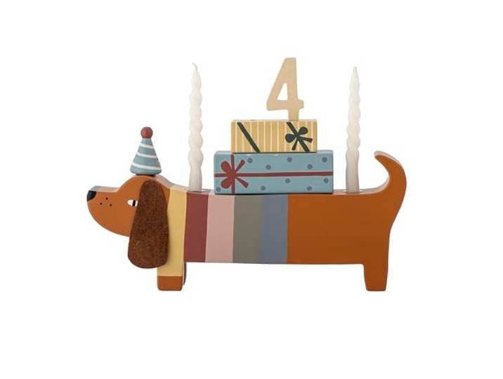 Bloomingville Mini Charlie Décoration d'anniversaire en bois FSC pour anniversaire d'enfant avec espace pour 2 bougies Train d'anniversaire