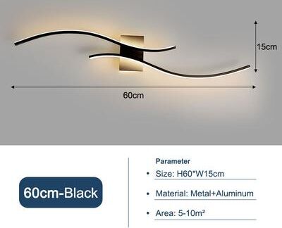 Cozy Casa Charm Aluminum Indoor LED Wall Lamps For Bedroom Corridor, LED Wall Sconce Wall Lighting Fixtures For TV Background black 60cm