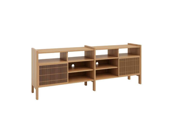 Buffet moyen en pin massif verni couleur chêne 201,4 cm