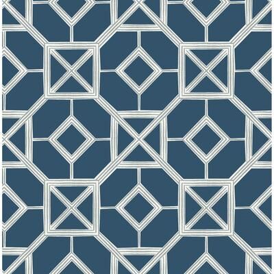A-Street Prints Livia Dark Blue Trellis Wallpaper
