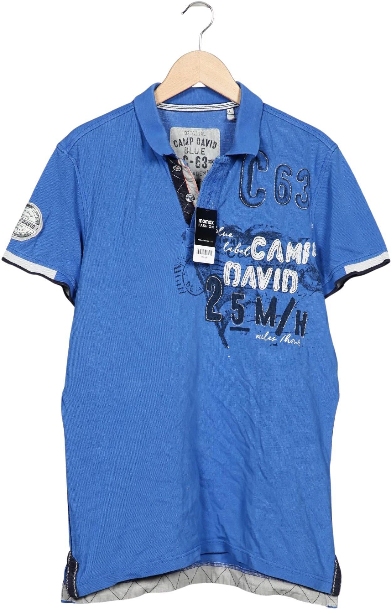 Camp David Herren Poloshirt, Blau, Gr. L, Baumwolle - Second Hand