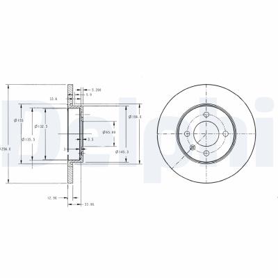 DELPHI Bremsscheibe BG2454 256mm 13mm für VW (SVW) CHERY RIICH
