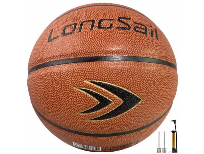 LONGSAIL Ballon de basket de haute qualité en cuir composite et microfibre brun rouge - Taille 7