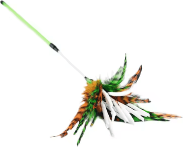 Inspire Curations Spiral Feather Cat Wand Toy Interactive Teaser Toy For Active Cats & Kittens green Rod 41cm