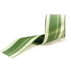Star 30m Rolle Geschenkband 75mm wasserfest Polyband Dekoband zum Basteln Floristik mit Muster Drachenbaumblatt Palmenblätter Bananenblatt Aspidistra Grün