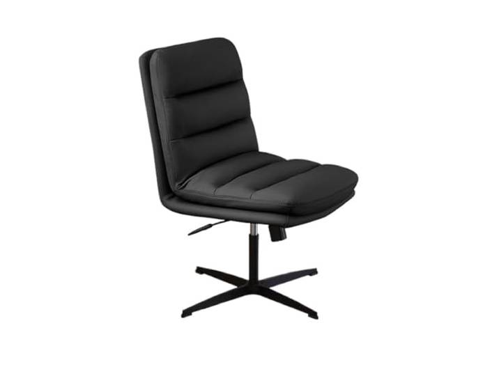 Stuhl mit hoher Rückenlehne Chefbürostuhl ohne Armlehne mit Rollen(Schwarz)