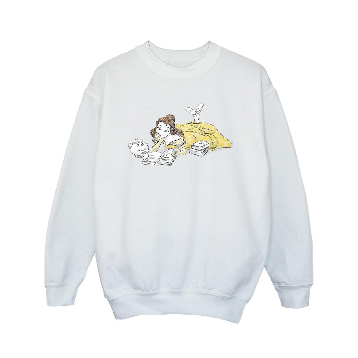 Disney Meisjes Beauty And The Beast Belle Leest Sweatshirt (Wit)