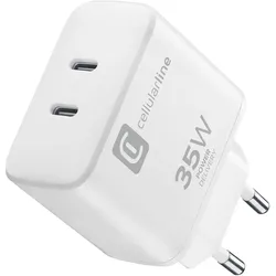 Cellularline Dual Charger 35W (35 W, 2 Ports), USB Ladegerät, Weiss