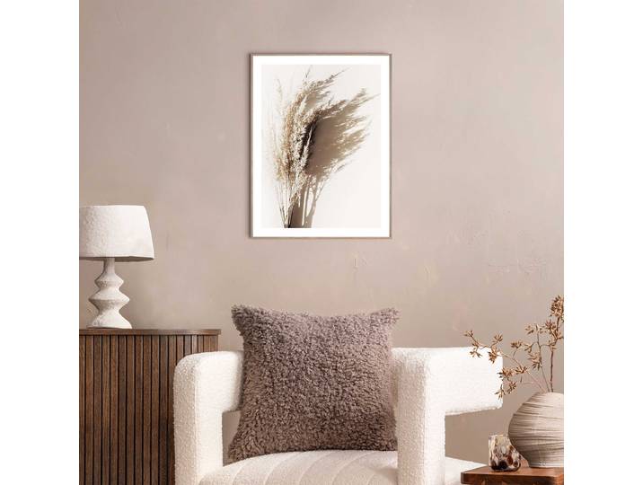 Kunstdruck Sonniges Gras MDF - Mitteldichte Holfaserplatte Beige/Beige 30 x 40 x 1cm