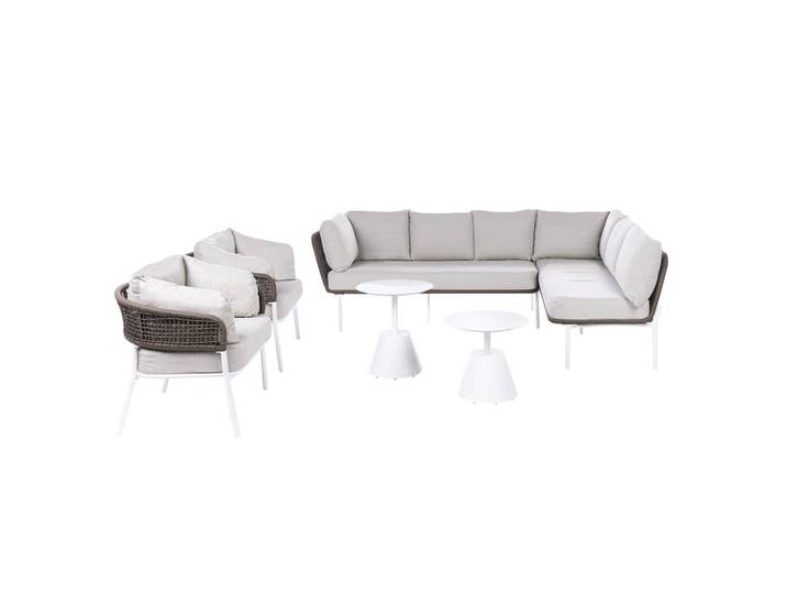 GARTENSOFA Set 7-Sitzer mit Tischen Beige Robella