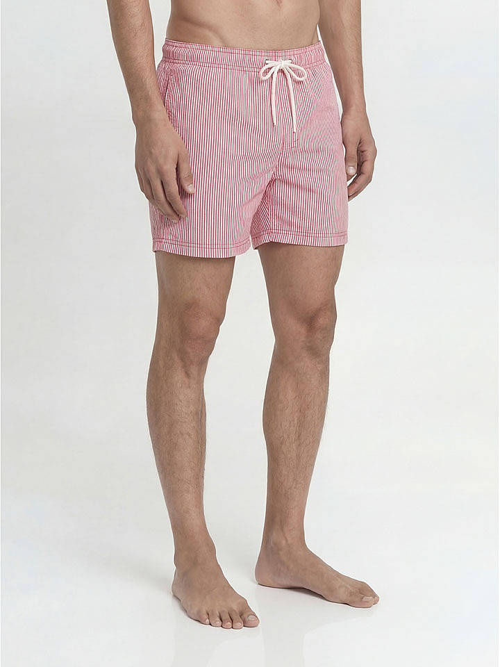 Jack & Jones Badeshorts "Maui" in Rot/ Weiß - XL