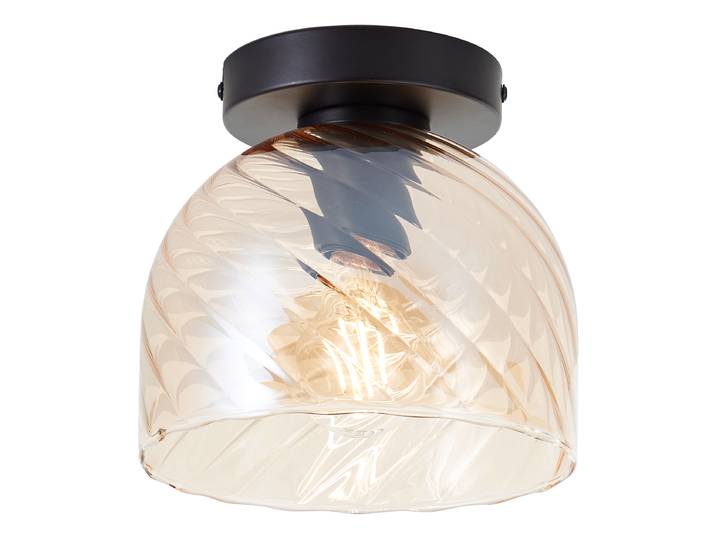 Plafonnier Ø 19cm Noir Fer verni Verre coloré E27