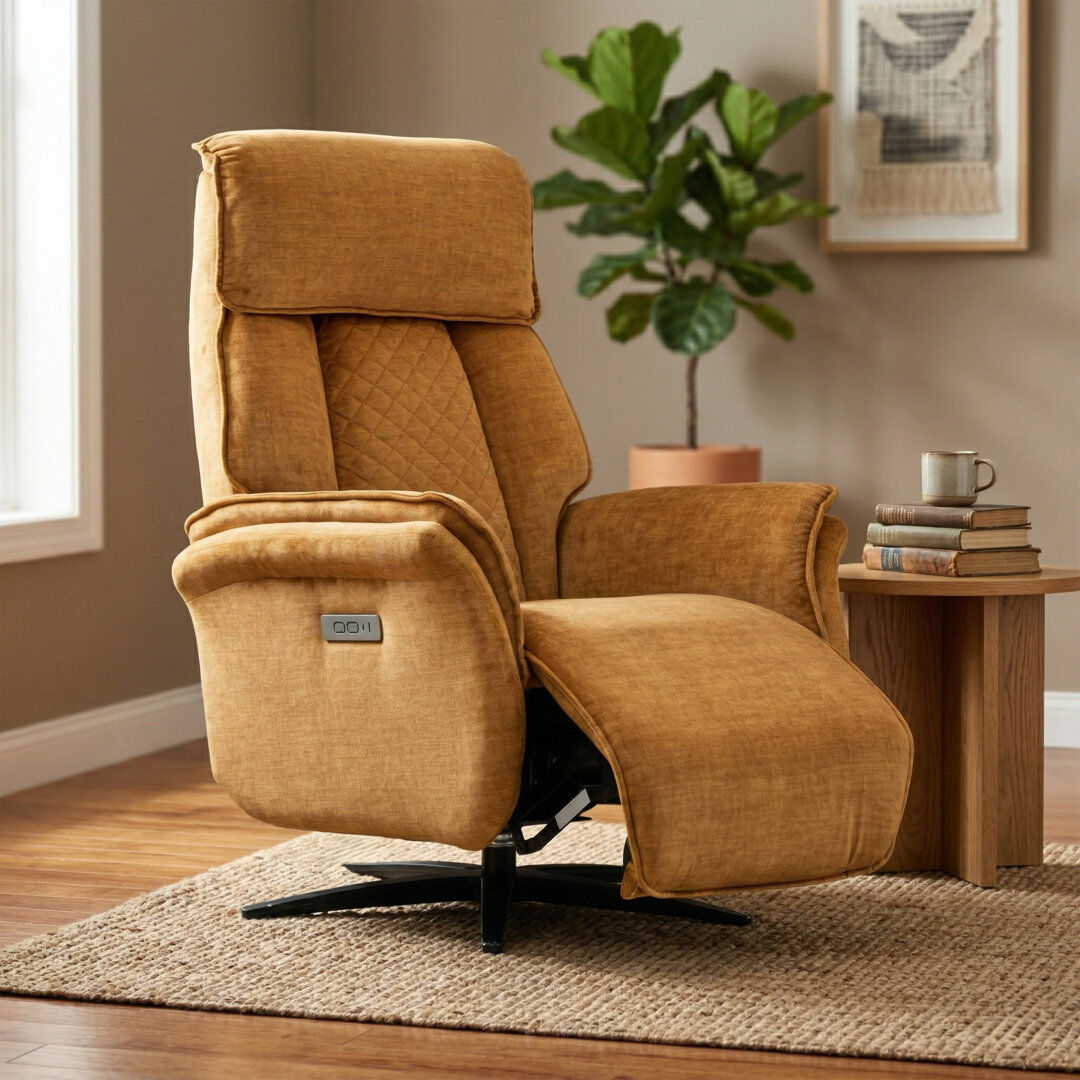 Brayden Studio Alshawn Swivel Recliner Amber 113cm H X 78cm W X 70cm D