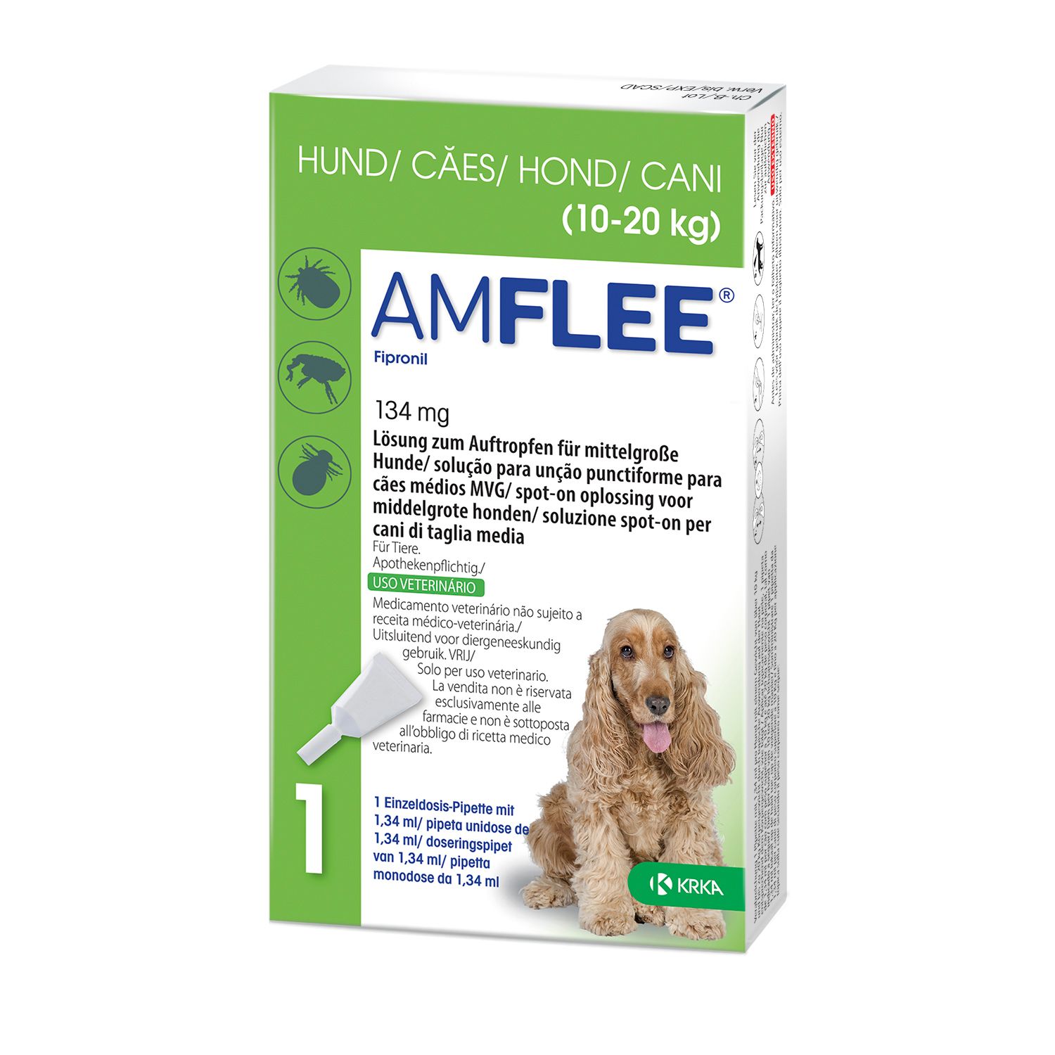 Amflee 134 mg Spot-on Lsg.f.mittelgr.Hunde 10-20kg 3 St Lösung