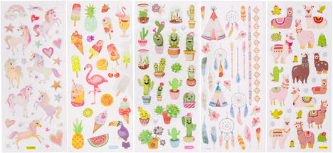 Glitzer-Sticker "Exotic", 1–5 cm, 5 Blatt