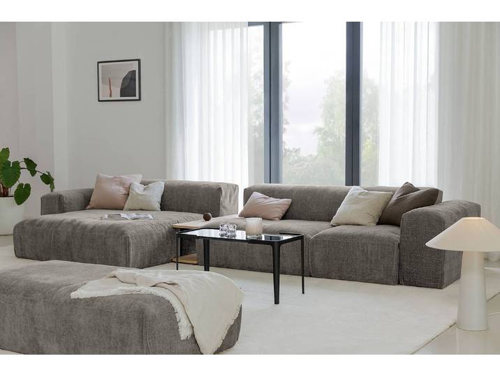 Ecksofa EPIC+ mit Longchair Grau Chenille Bloem 429cm Longchair beidseitig montierbar Modern