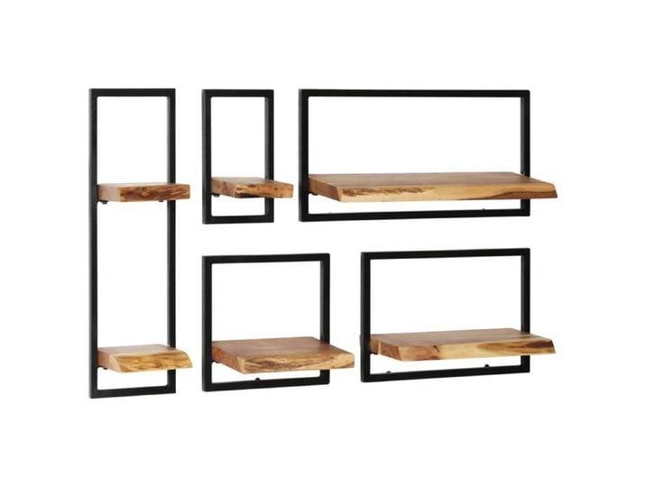Étagère murales 5 pièces armoire meuble design set d' murale bois massif et acier 2702227/2