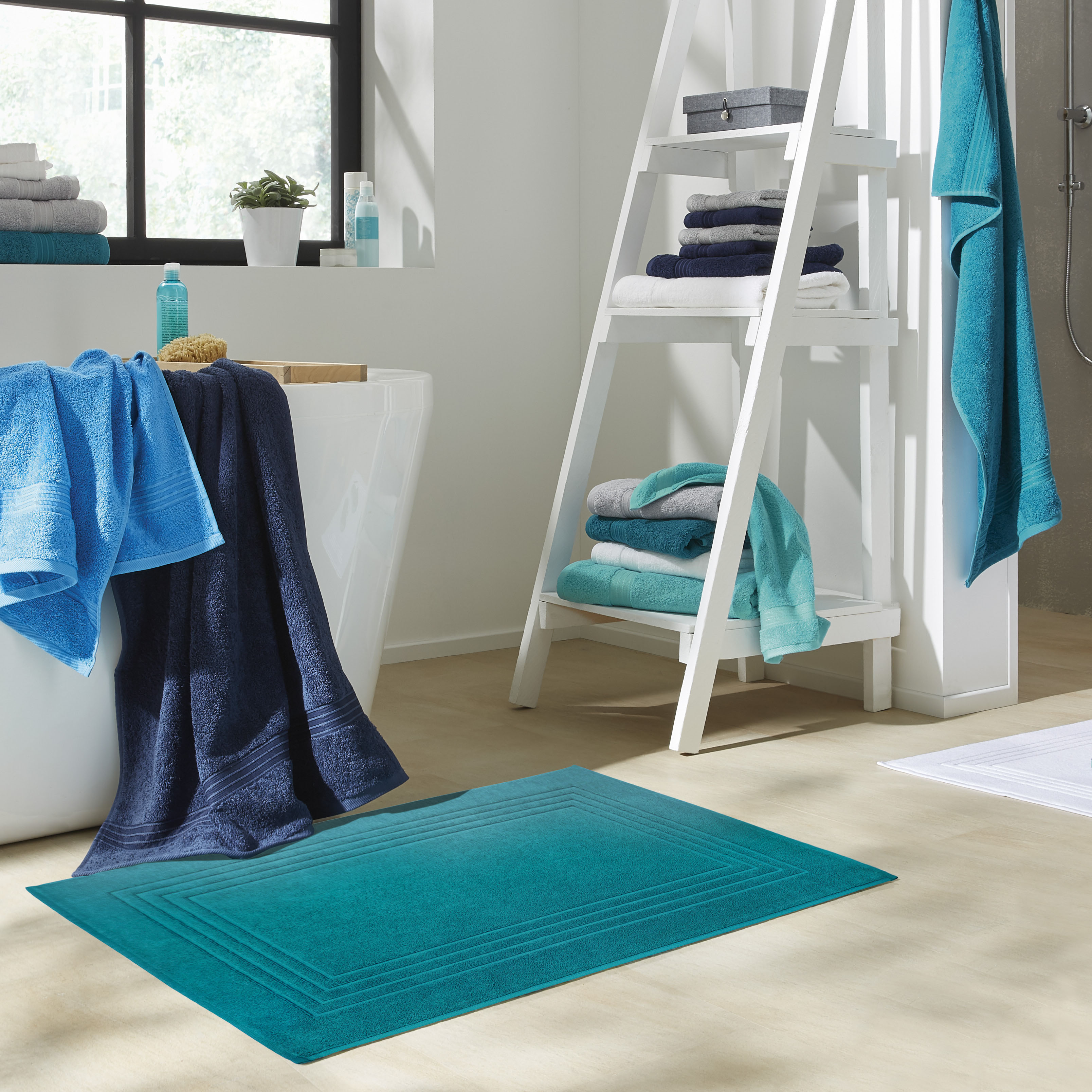 Badematte DYCKHOFF "Siena" Gr. 20, grün (smaragd), H:3mm, Baumwolle, Badematten, Badematte, 2er Set smaragd 2er-Set