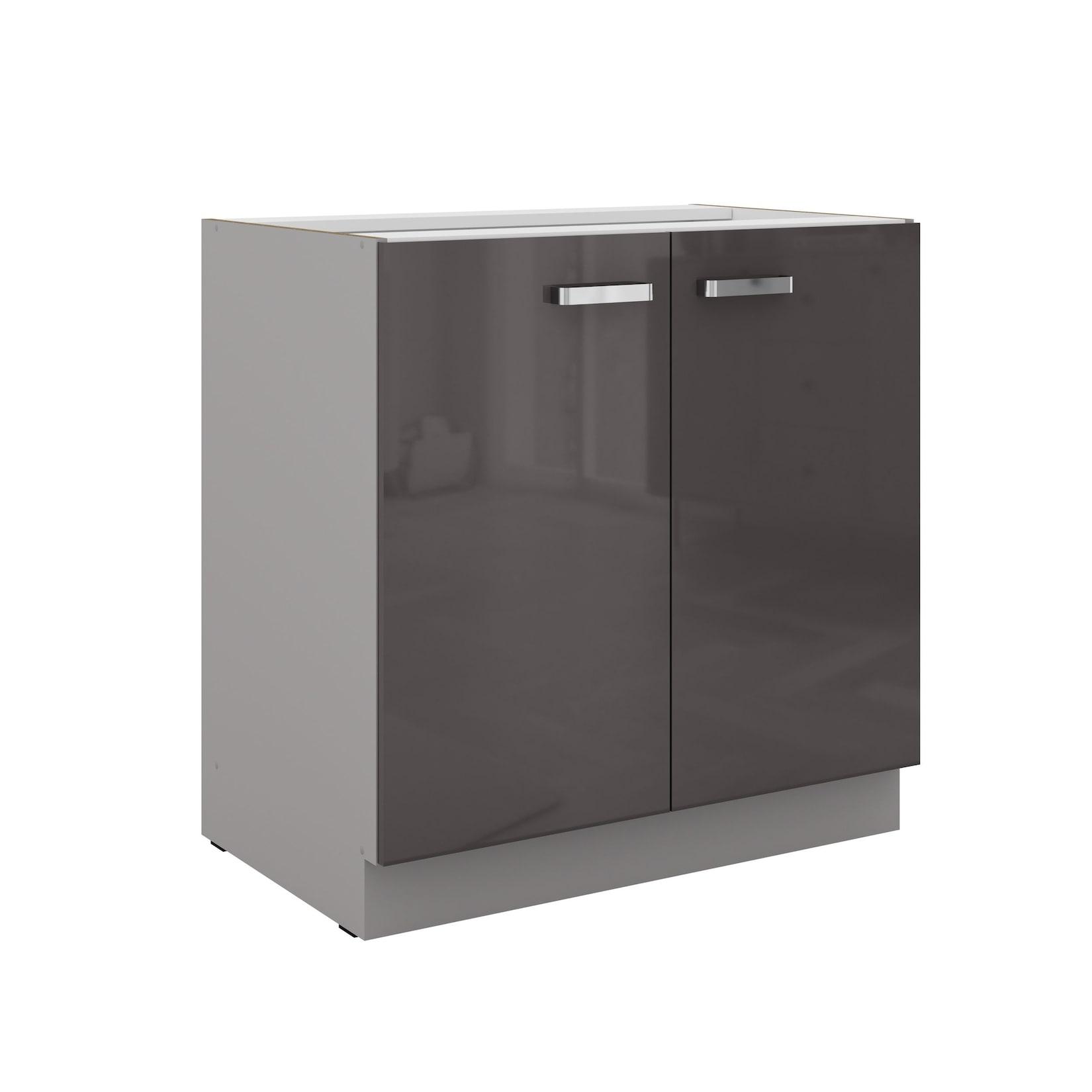 Küchen Unterschrank 80 Hochglanz Grau Küchenzeile Küchenblock Küche Grey Bianca
