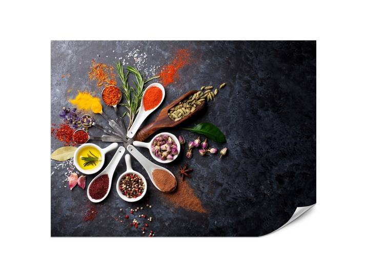 FOTOTAPETE für Küche Orientalische Kräuter Gewürze Löffel 200x140