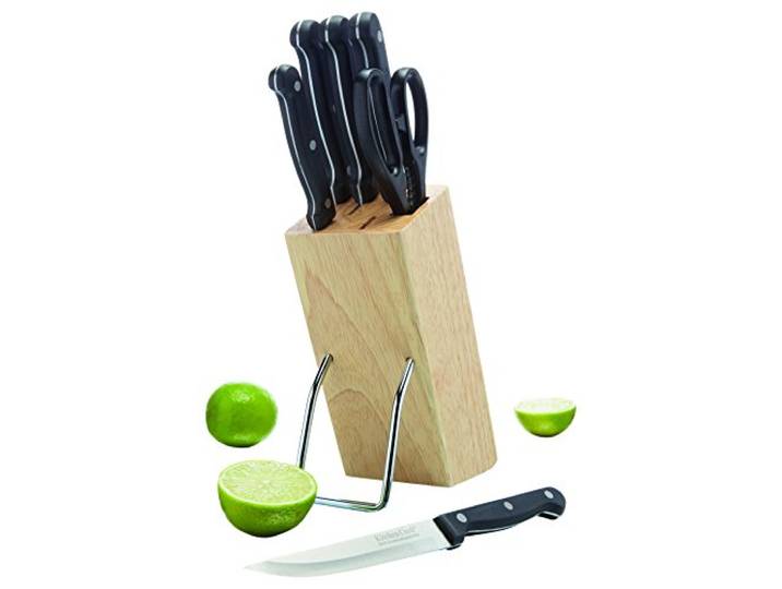 KitchenCraft Ensemble de Couteaux en Acier Inoxydable 6 pièces et Bloc de Couteaux en Bois