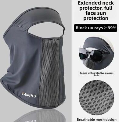 Perfect Picks Market Anti UV Ice Silk Sunscreen Mask With Eyeglass Hole For Sports & Outdoor Protection light Grey