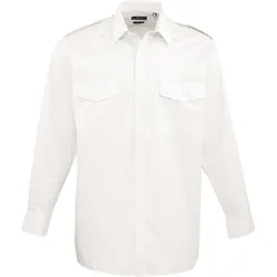 Premier Workwear Herren Piloten Hemd langarm PR210 white 39,5 (15H)