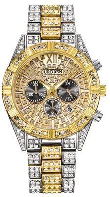 Youfap Market Original CURDDEN Brand Luxury Watches For Men Fashion, Golden Date Vintage Quartz Watch, Alloy Band Hip Hop Style silver Gold Black