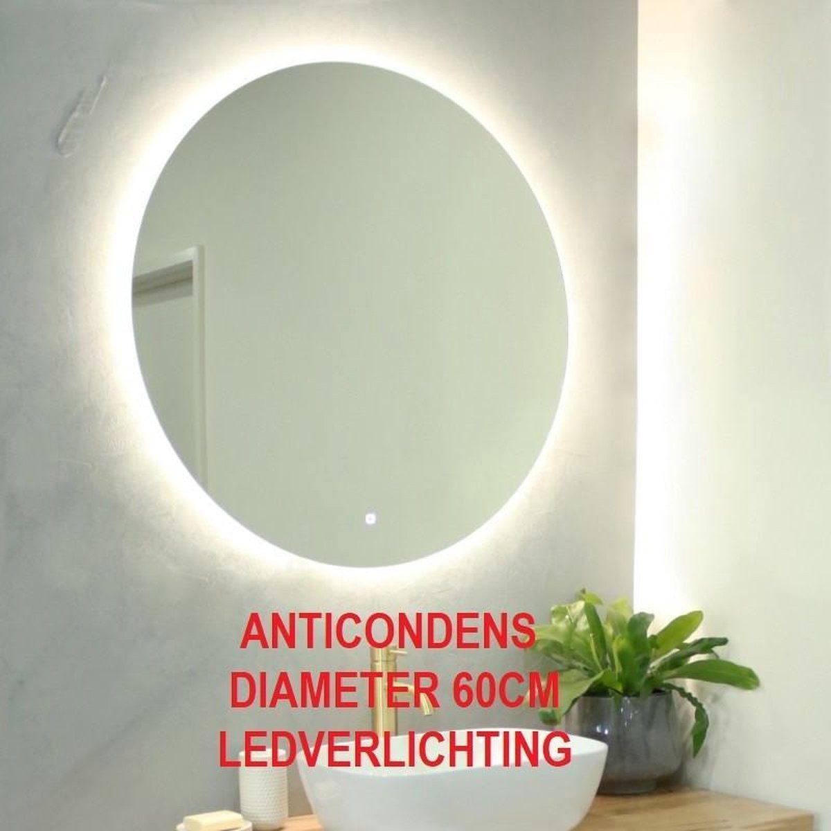 SCHLOSS ronde spiegel met LED verlichting en anticondensverwarming diameter: 60 cm