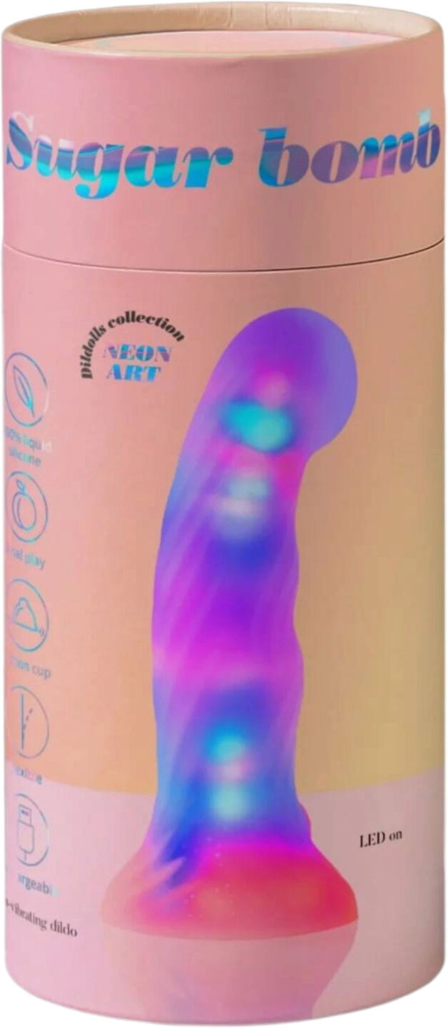 Love to Love Sugar Bomb - light‑up LED silicone dildo (pink-yellow) - 16.9 cm