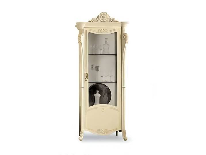 Xlmoebel Vitrine Italienischer Holzschrank mit Glasfront und eleganten Verzierungen (Vitrine) Hergestellt in Europa