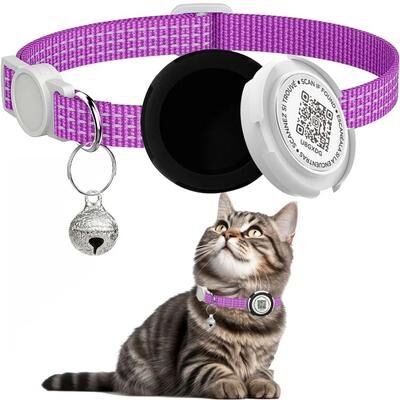 Uplifted Finds Dual Protection AirTag & QR ID Reflective Collar purple