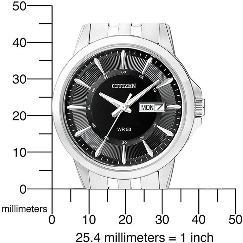 Quarzuhr CITIZEN, silber (silberfarben, schwarz), Armbanduhren, Damen, Quarzuhr, Armbanduhr, Herrenuhr, Damenuhr, Edelstahlarmband, Datum silberfarben, schwarz Einheitsgröße