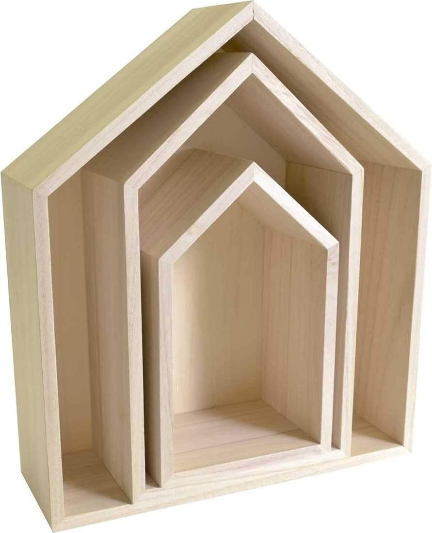 Set houten planken voor kinderkamer of badkamer - beige