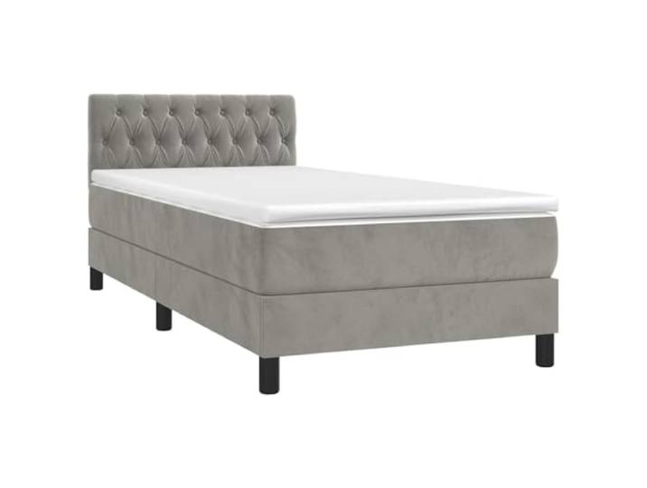 vidaXL Boxspringbett mit Matratze Hellgrau 100x200 cm Samt