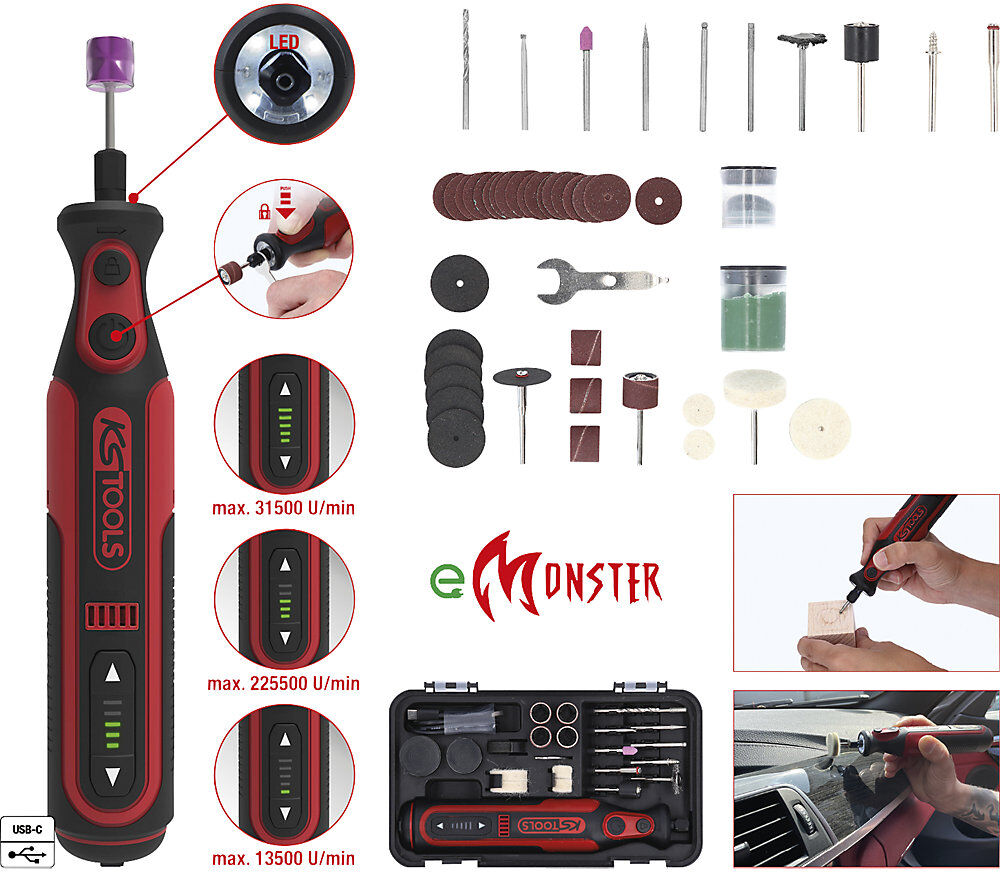 eMONSTER Akku-Multifunktionswerkzeug-Satz, mit 50 Zubehörteilen, 7,2 V KS Tools